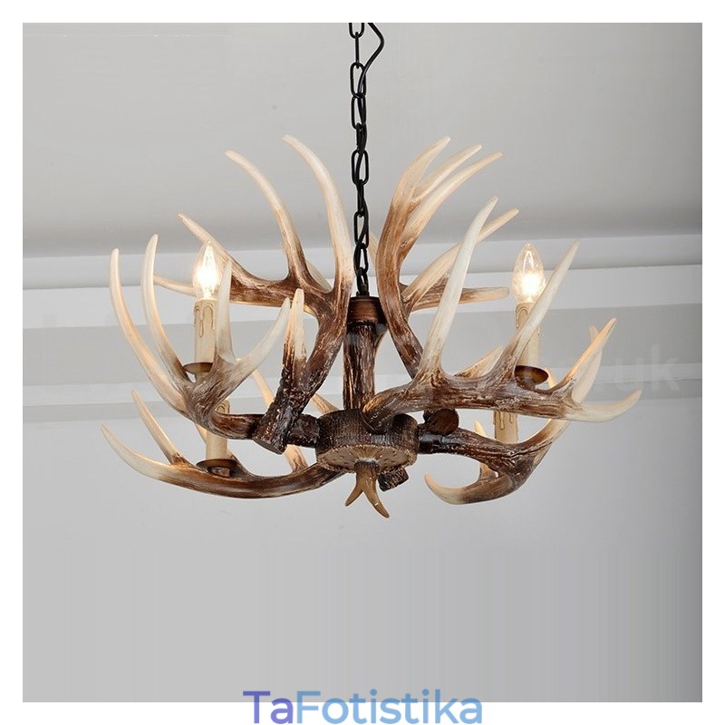 4 Light Rustic Artistic Retro Antler Antique Πολυέλαιος