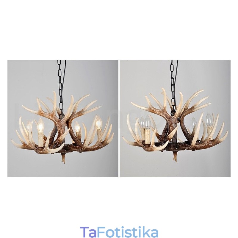 4 Light Rustic Artistic Retro Antler Antique Πολυέλαιος