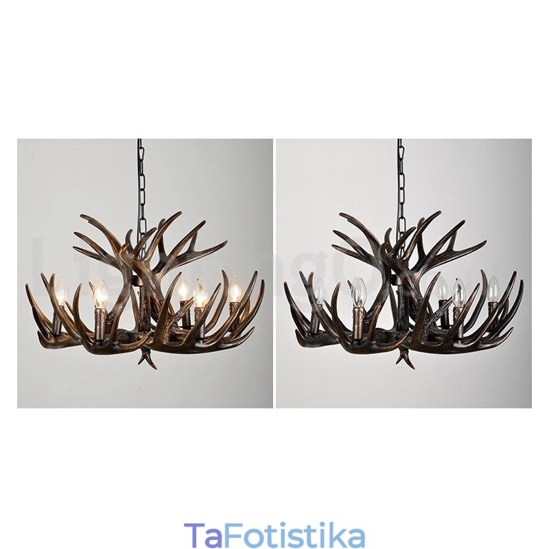 6 Light Rustic Artistic Retro Antler Black Chandelier