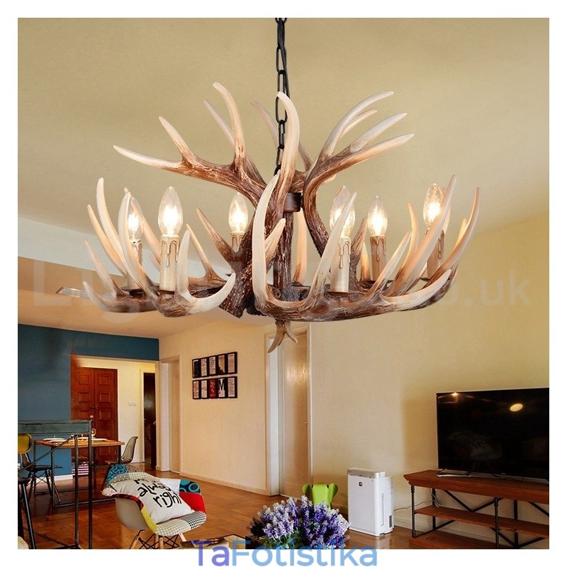 6 Light Rustic Artistic Retro Antler Vintage Πολυέλαιος