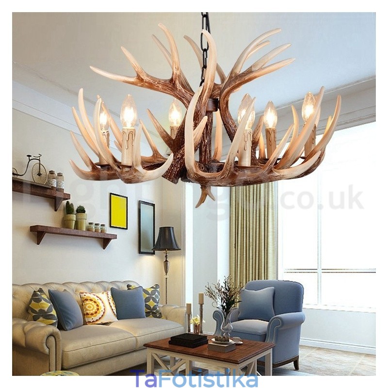 6 Light Rustic Artistic Retro Antler Vintage Πολυέλαιος