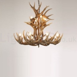 Πολυέλαιος 12 Light 2 Ties Rustic Artistic Retro Antler Vintage