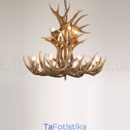 Πολυέλαιος 12 Light 2 Ties Rustic Artistic Retro Antler Vintage Πολυέλαιος 12 Light 2 Ties Rustic Artistic Retro Antler Vintage