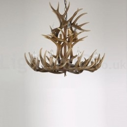 Πολυέλαιος 12 Light 2 Ties Rustic Artistic Retro Antler Vintage