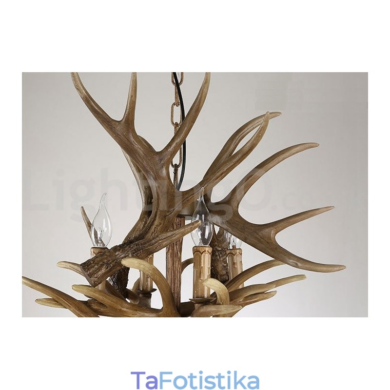 Πολυέλαιος 12 Light 2 Ties Rustic Artistic Retro Antler Vintage
