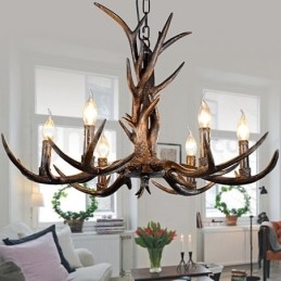 6 Light Rustic Artistic Retro Antler Black Vintage Πολυέλαιος