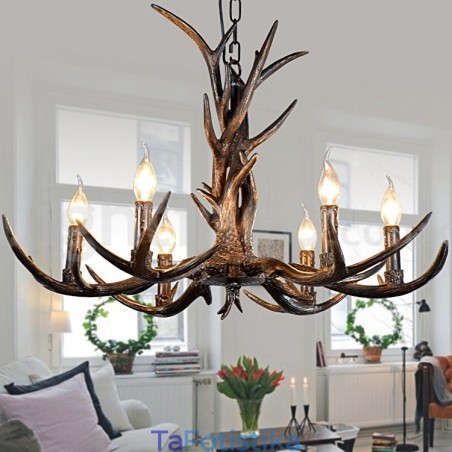 6 Light Rustic Artistic Retro Antler Black Vintage Πολυέλαιος 6 Light Rustic Artistic Retro Antler Black Vintage Πολυέλαιος