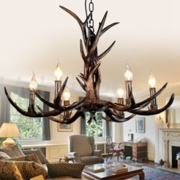 6 Light Rustic Artistic Retro Antler Black Vintage Πολυέλαιος