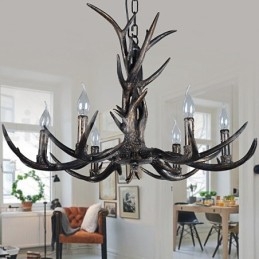 6 Light Rustic Artistic Retro Antler Black Vintage Πολυέλαιος