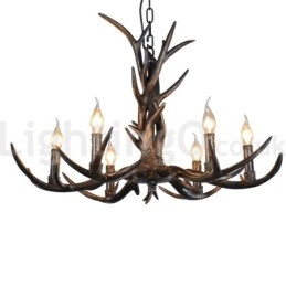 6 Light Rustic Artistic Retro Antler Black Vintage Πολυέλαιος