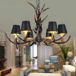 6 Light Rustic Artistic Retro Antler Black Vintage Πολυέλαιος
