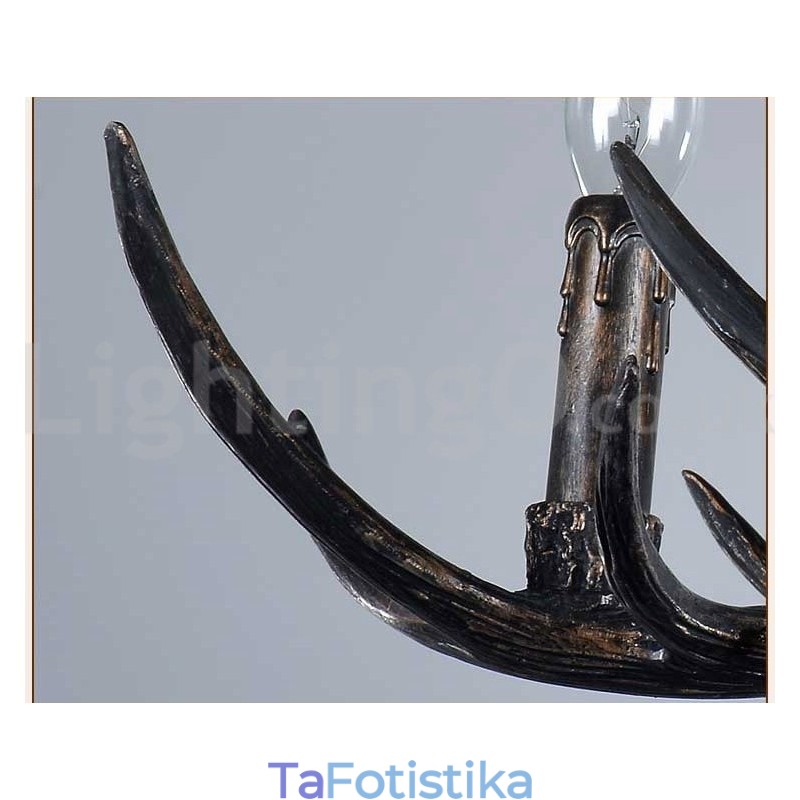 6 Light Rustic Artistic Retro Antler Black Vintage Πολυέλαιος