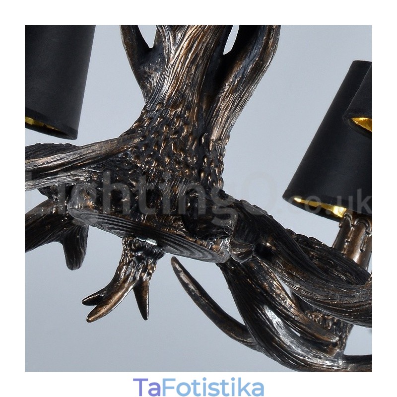 6 Light Rustic Artistic Retro Antler Black Vintage Πολυέλαιος