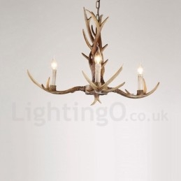 Πολυέλαιος 3 Light Rustic Artistic Retro Antler Vintage Κερί