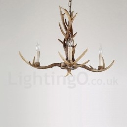 Πολυέλαιος 3 Light Rustic Artistic Retro Antler Vintage Κερί