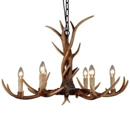 Πολυέλαιος 6 Light Rustic Artistic Retro Antler Vintage Κερί