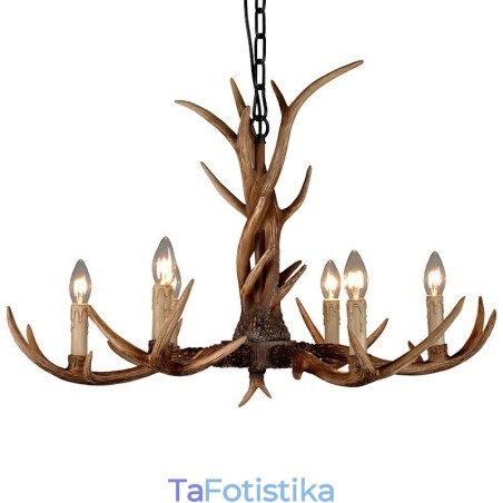 Πολυέλαιος 6 Light Rustic Artistic Retro Antler Vintage Κερί Πολυέλαιος 6 Light Rustic Artistic Retro Antler Vintage Κερί