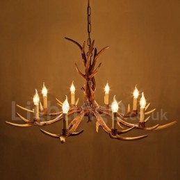 Πολυέλαιος 8 Light Rustic Artistic Retro Antler Vintage Κερί