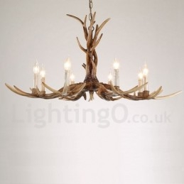 Πολυέλαιος 8 Light Rustic Artistic Retro Antler Vintage Κερί