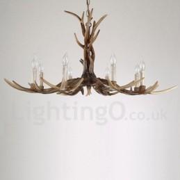 Πολυέλαιος 8 Light Rustic Artistic Retro Antler Vintage Κερί