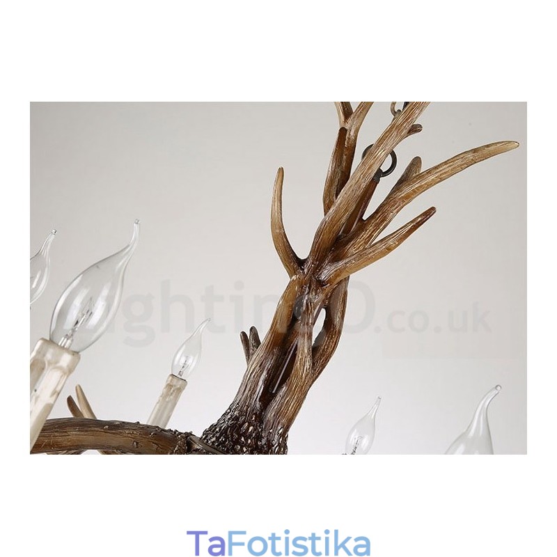 Πολυέλαιος 8 Light Rustic Artistic Retro Antler Vintage Κερί