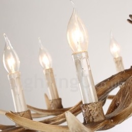 Πολυέλαιος 8 Light Rustic Artistic Retro Antler Vintage Κερί