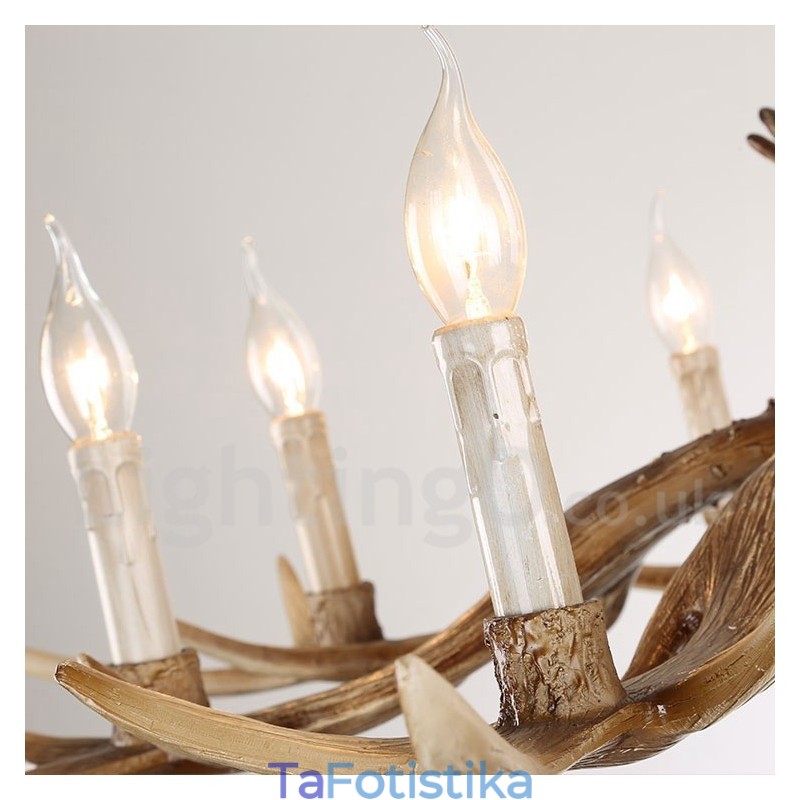 Πολυέλαιος 8 Light Rustic Artistic Retro Antler Vintage Κερί