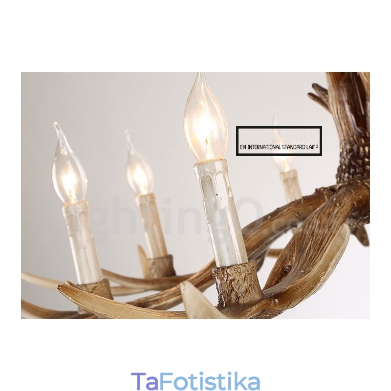 Πολυέλαιος 8 Light Rustic Artistic Retro Antler Vintage Κερί