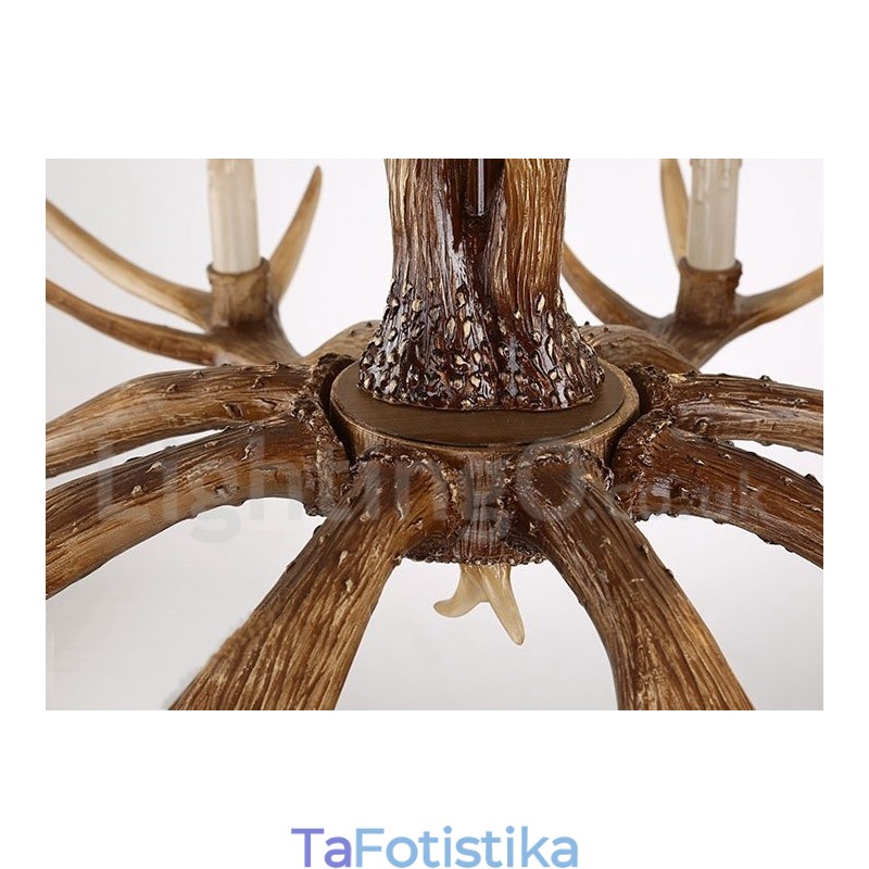 Πολυέλαιος 8 Light Rustic Artistic Retro Antler Vintage Κερί