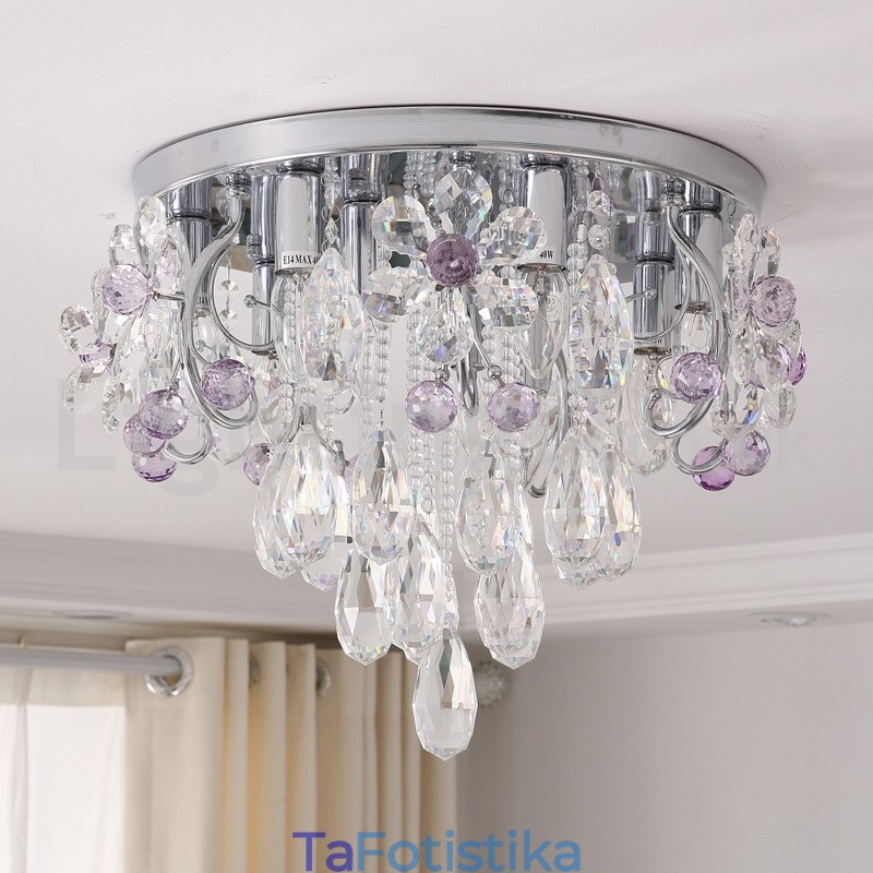 Πολυτελή στρογγυλά κρυστάλλινα φωτιστικά οροφής χωνευτά