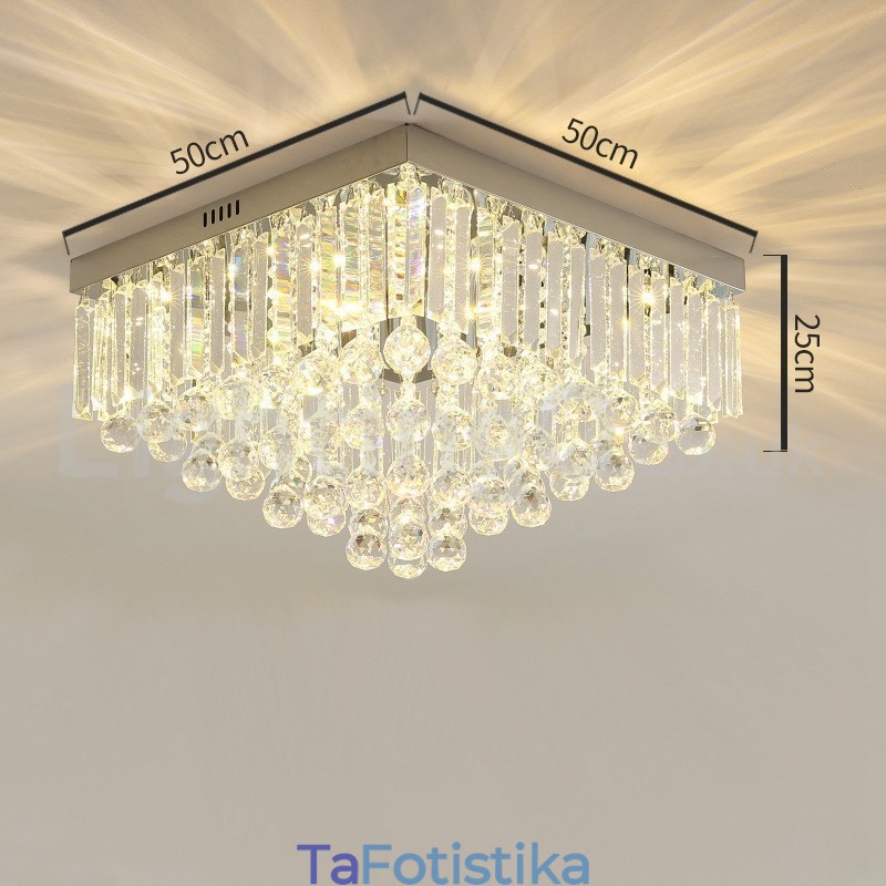 Σύγχρονα φωτιστικά οροφής 40cm 50cm τετράγωνα κρύσταλλα