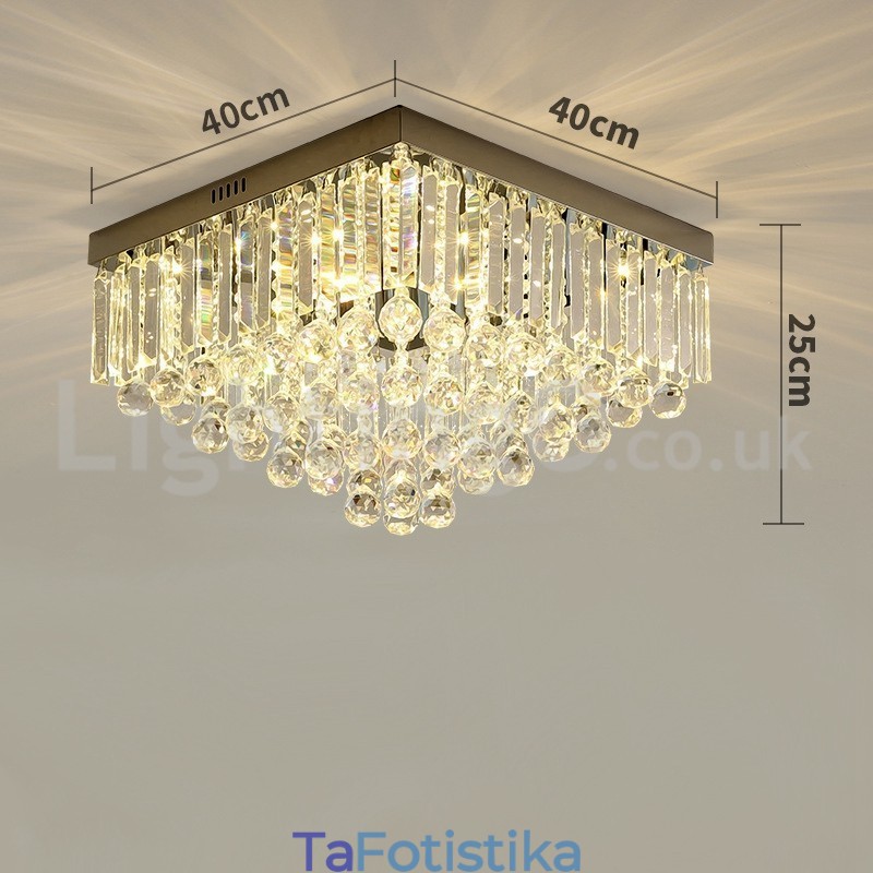Σύγχρονα φωτιστικά οροφής 40cm 50cm τετράγωνα κρύσταλλα