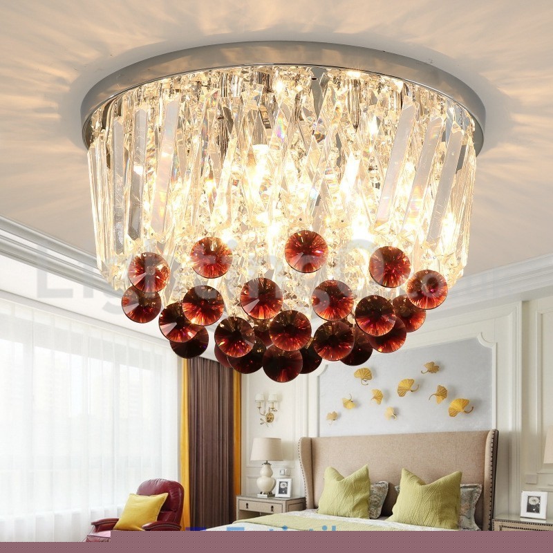 Σύγχρονα Round Flush Mount Crystal φώτα οροφής