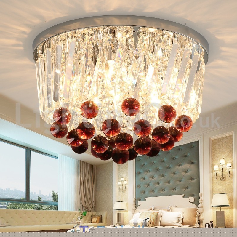 Σύγχρονα Round Flush Mount Crystal φώτα οροφής
