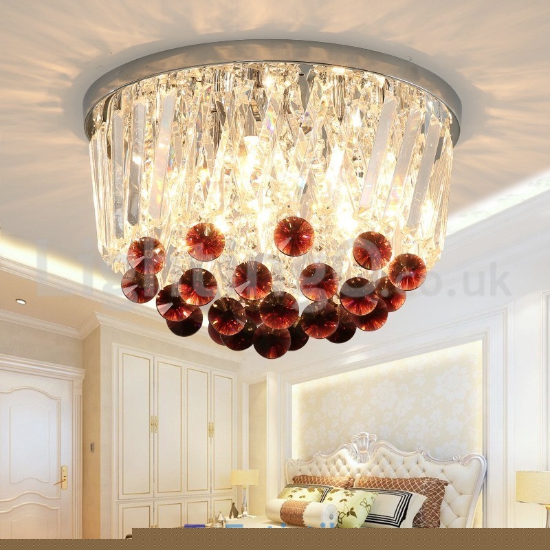 Σύγχρονα Round Flush Mount Crystal φώτα οροφής