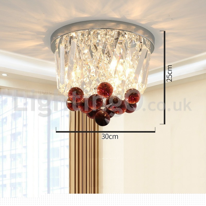 Σύγχρονα Round Flush Mount Crystal φώτα οροφής