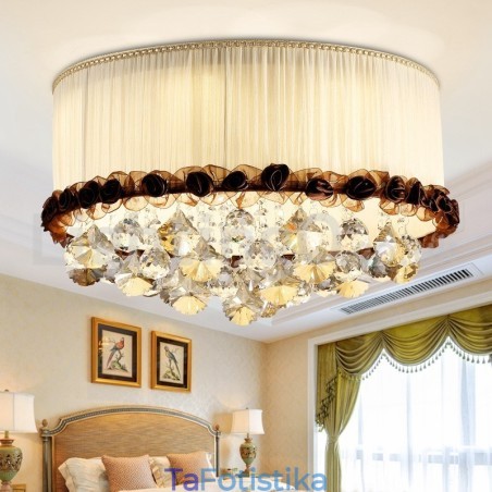 Σύγχρονο μοντέρνο 50cm Round Flush Mount Crystal Φωτιστικά Οροφής Υφασμάτινη σκιά Σύγχρονο μοντέρνο 50cm Round Flush Mount Crystal Φωτιστικά Οροφής Υφασμάτινη σκιά