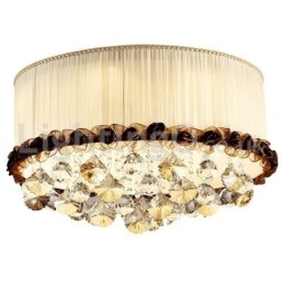 Σύγχρονο μοντέρνο 50cm Round Flush Mount Crystal Φωτιστικά Οροφής Υφασμάτινη σκιά