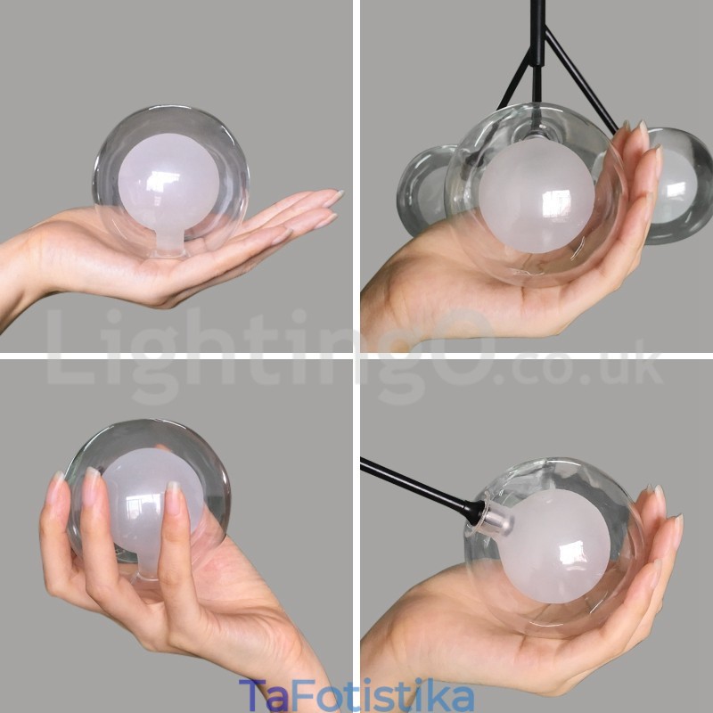 Πολυέλαιος Nordic Style Magic Bean Μικρός, διαφανής, διαφανής γυάλινος πολυέλαιος με μπάλα με φυσαλίδες