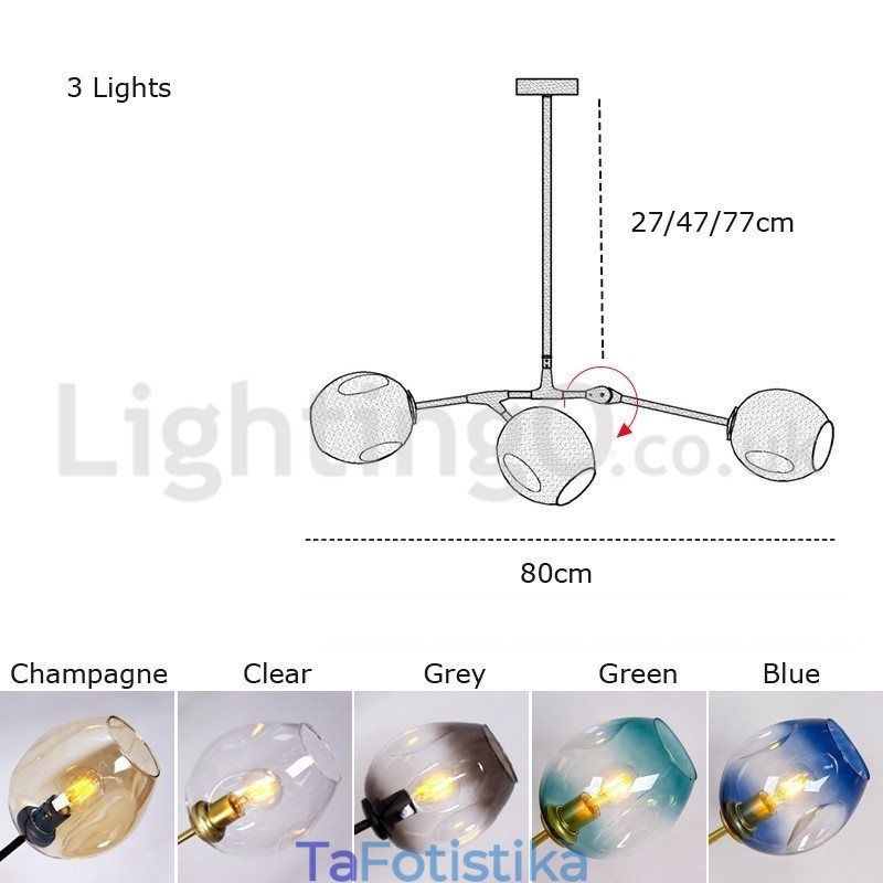 Nordic Modern Magic Bean Glass Chandelier Molecular Chandelier