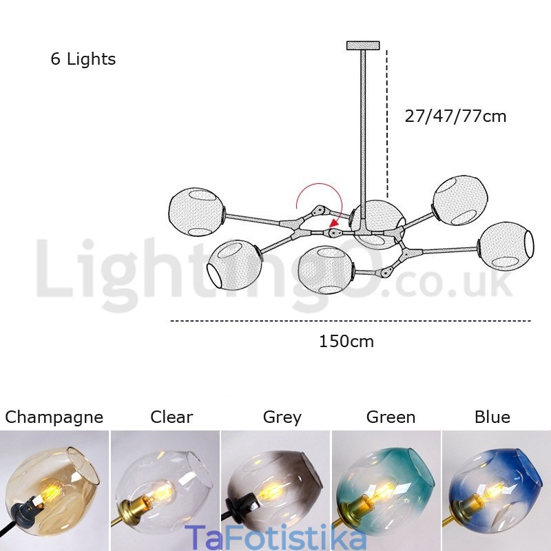 Nordic Modern Magic Bean Glass Chandelier Molecular Chandelier