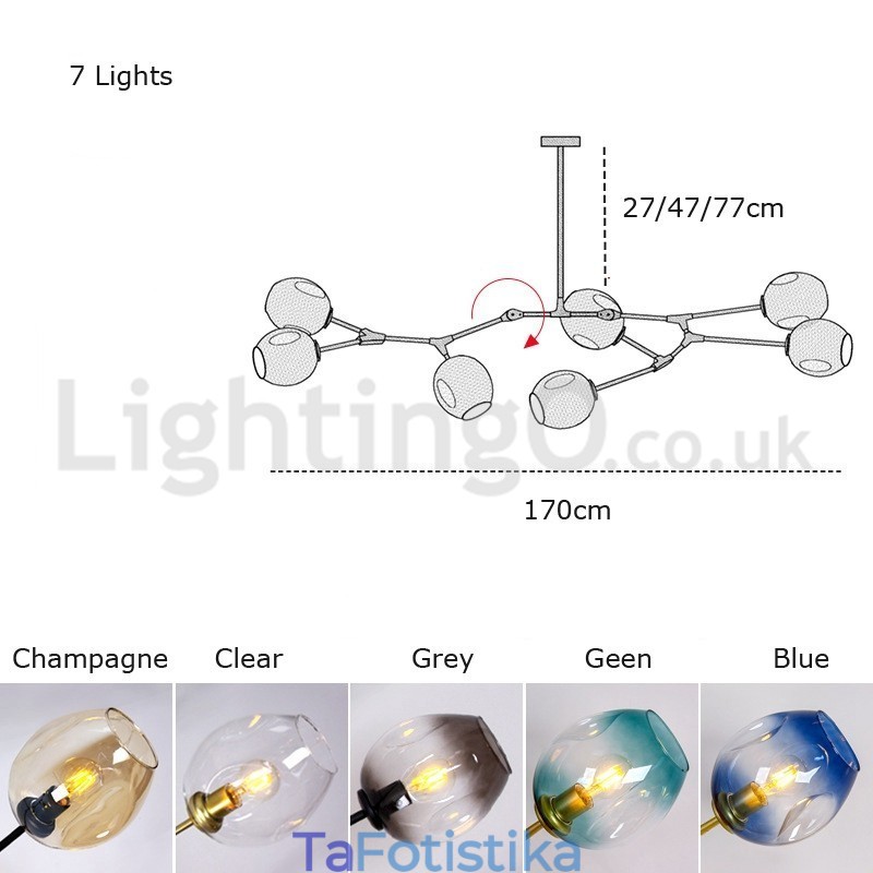Nordic Modern Magic Bean Glass Chandelier Molecular Chandelier