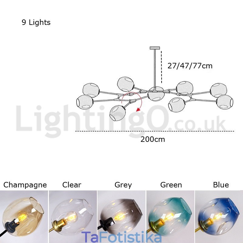 Nordic Modern Magic Bean Glass Chandelier Molecular Chandelier
