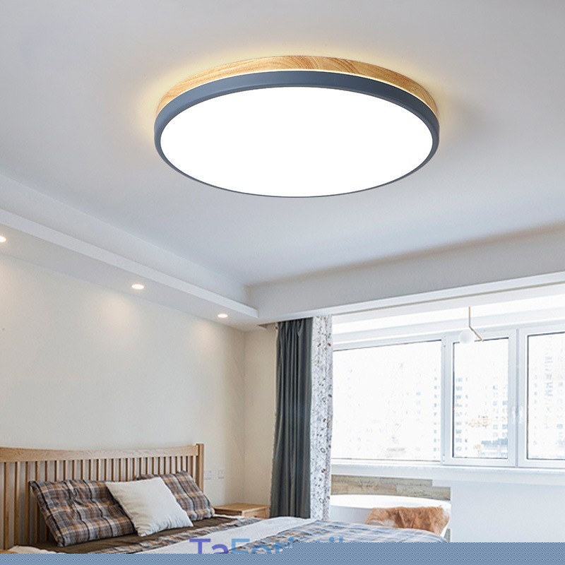 Dimmable Εξαιρετικά λεπτό πολλαπλών χρωμάτων Στρογγυλό ξύλινο φωτιστικό οροφής με ακρυλικό φωτιστικό οροφής σκιάστρου σκανδιναβικού στυλ