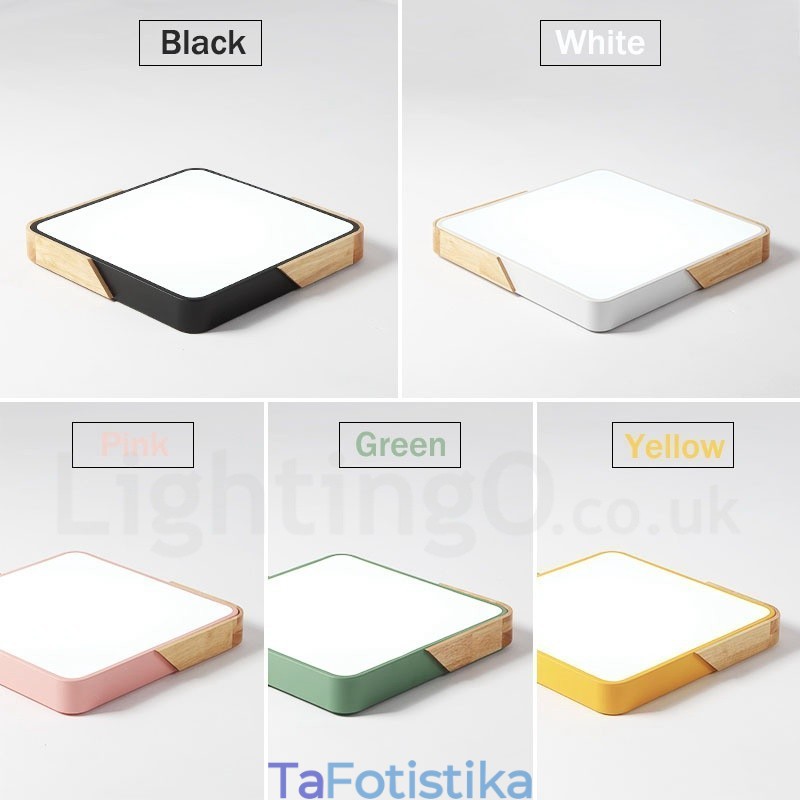 Dimmable Εξαιρετικά λεπτό τετράγωνο ξύλινο φωτιστικό οροφής πολλαπλών χρωμάτων με ακρυλικό φωτιστικό οροφής σκανδιναβικού στυλ