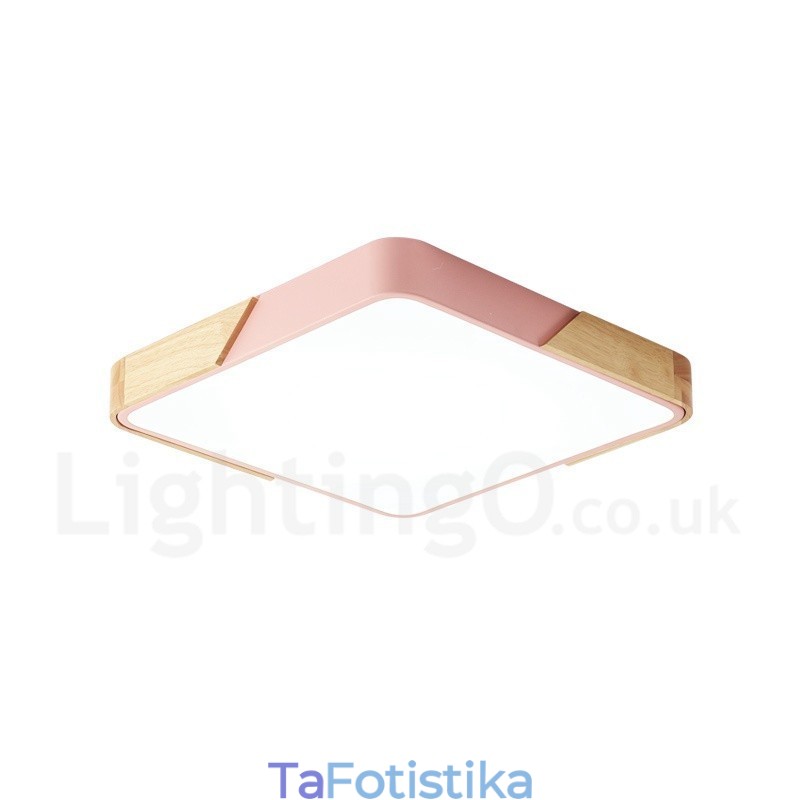 Dimmable Εξαιρετικά λεπτό τετράγωνο ξύλινο φωτιστικό οροφής πολλαπλών χρωμάτων με ακρυλικό φωτιστικό οροφής σκανδιναβικού στυλ