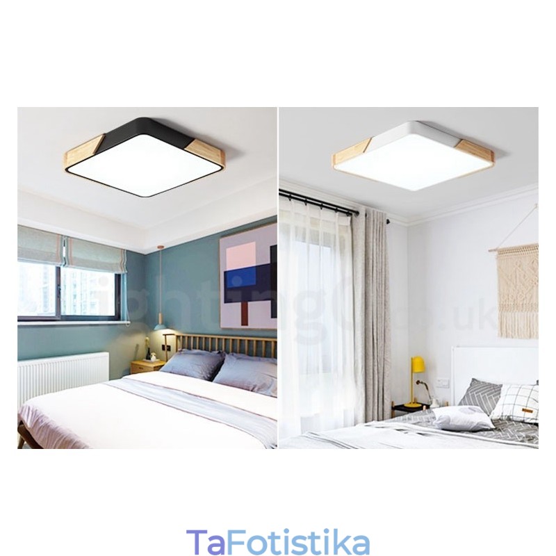 Dimmable Εξαιρετικά λεπτό τετράγωνο ξύλινο φωτιστικό οροφής πολλαπλών χρωμάτων με ακρυλικό φωτιστικό οροφής σκανδιναβικού στυλ