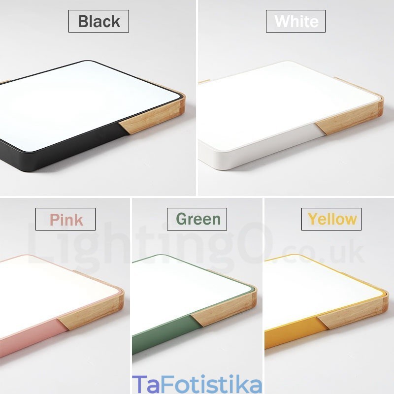 Dimmable Εξαιρετικά λεπτό πολύχρωμο ορθογώνιο ξύλινο φωτιστικό οροφής με ακρυλικό φωτιστικό οροφής σκανδιναβικού στυλ