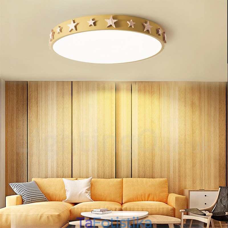 Dimmable Εξαιρετικά λεπτό πολύχρωμο κυκλικό ξύλινο φωτιστικό οροφής με ακρυλικό φωτιστικό οροφής σκανδιναβικού στυλ