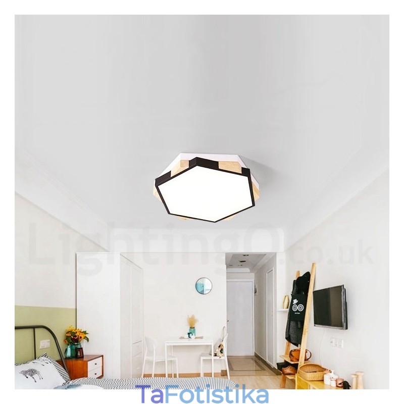 Dimmable Multi Colors εξάγωνο ξύλινο φωτιστικό οροφής με ακρυλικό φωτιστικό οροφής σκιάστρου σκανδιναβικού στυλ